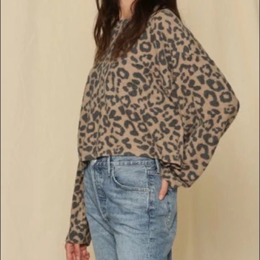 BY TOGETHER || Knit-Brushed Hacci Lounge Sweater in Leopard Print - SZ Medium